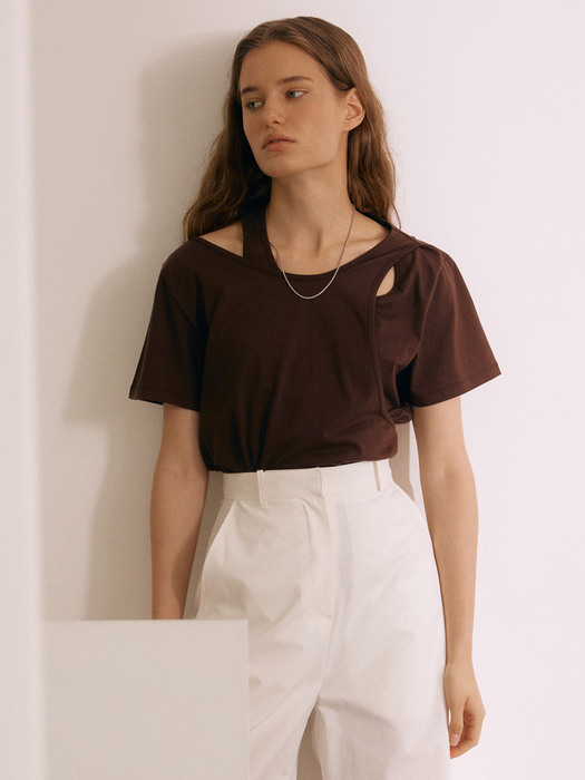 Layerd half tee (Brown)