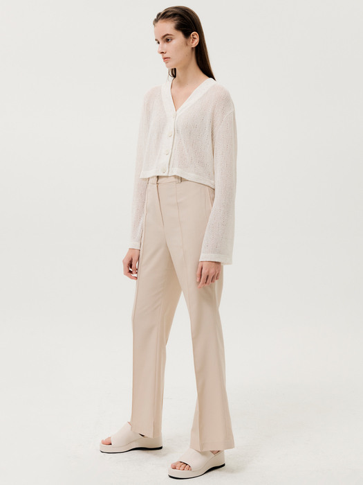 [리퍼브] Pin Tuck Slit Slacks Beige