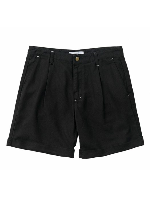 Jungle Cotton One-tuck Shorts (black)