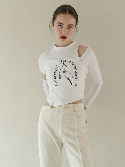 Printed layered T-shirt (white)