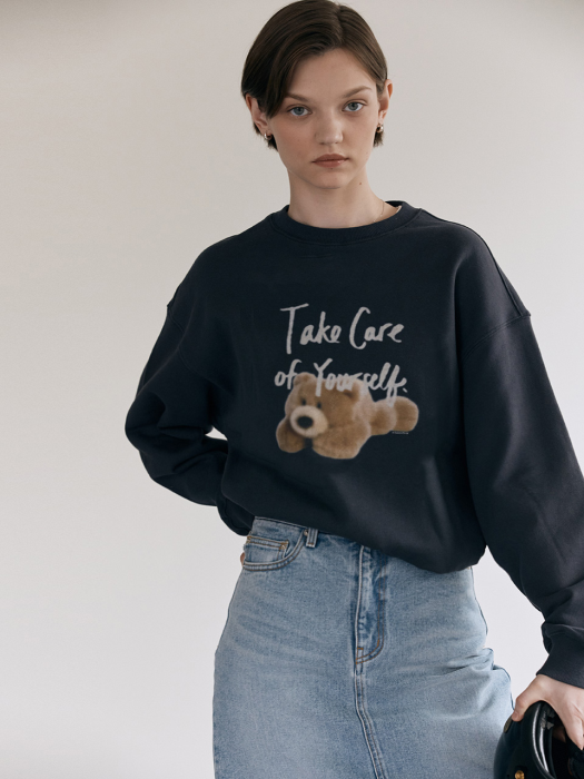 UNISEX TAKE CARE TEDDY SWEATSHIRT CHARCOAL GREY_UDTS1C102G3