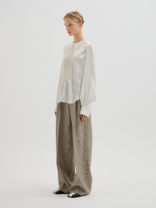 TELLER High-Rise Wide Pants - Grey Stripe