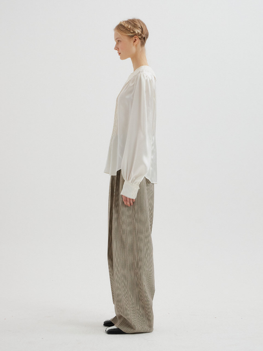 TELLER High-Rise Wide Pants - Grey Stripe