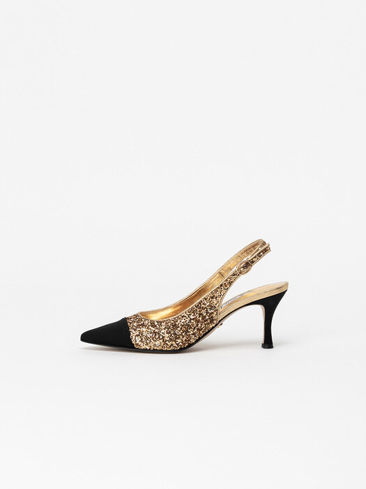 Veza Slingbacks in Gold Glitter