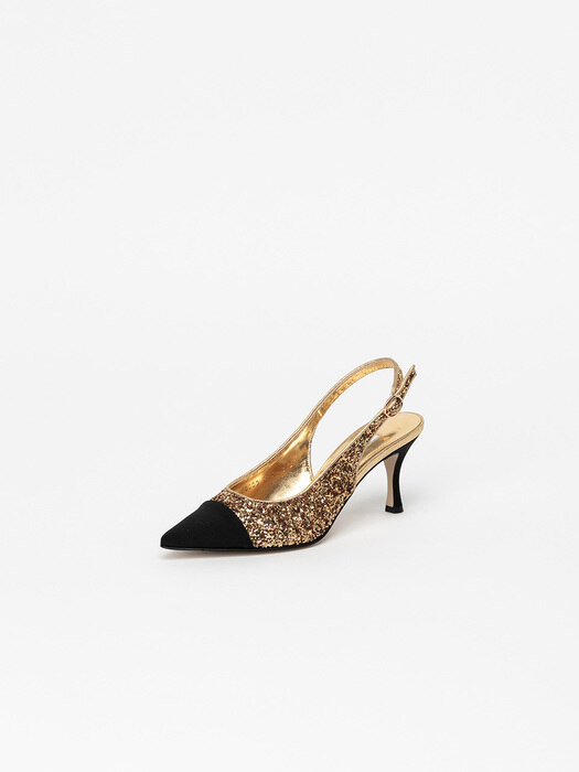 Veza Slingbacks in Gold Glitter