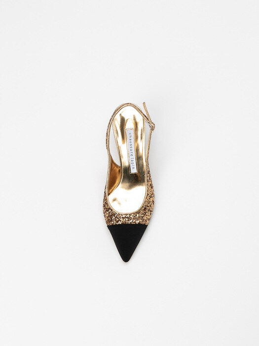 Veza Slingbacks in Gold Glitter