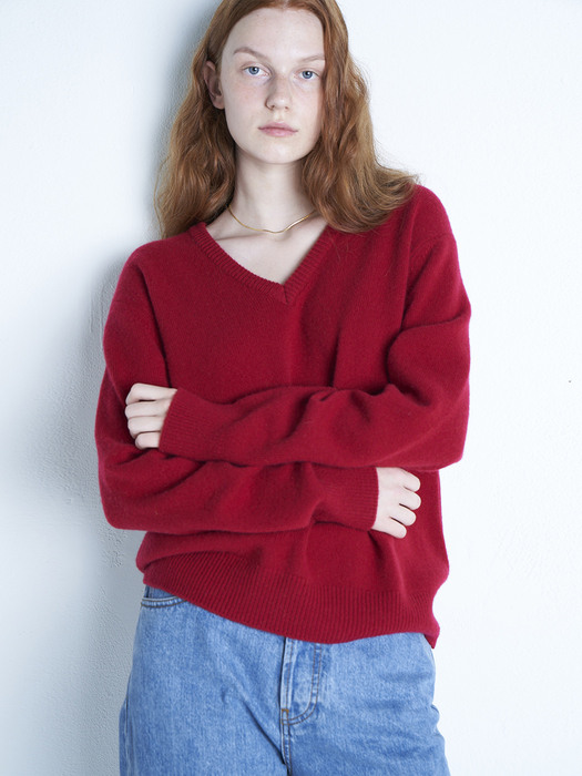 Corrin V-neck Sweater (RED)