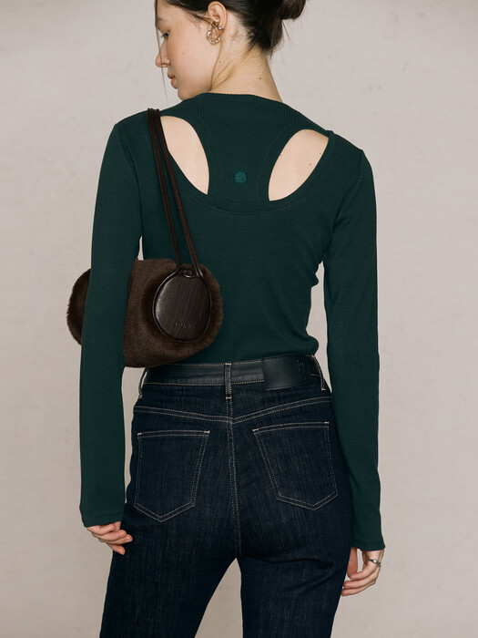 Layered Cut-out Top_Dark Green