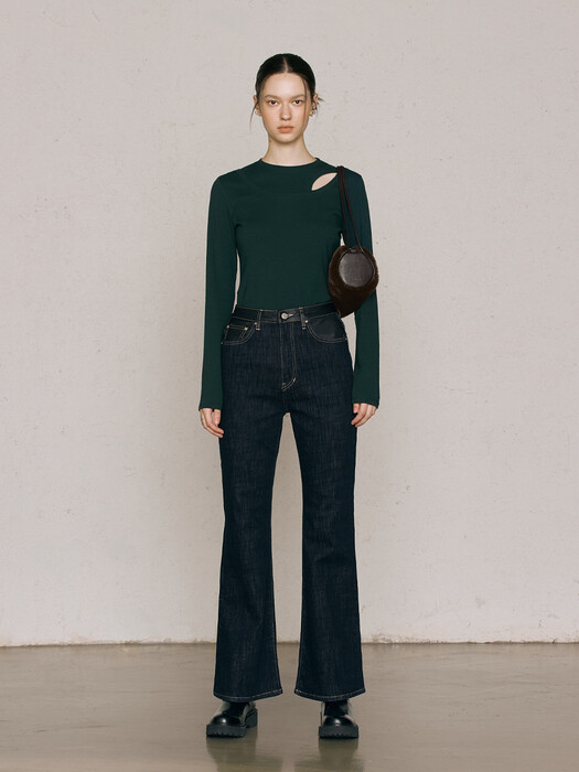 Layered Cut-out Top_Dark Green