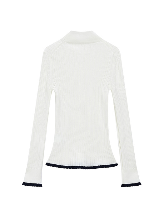 하프넥 프릴 립 니트HALF NECK FRILL RIB KNIT_IVORY