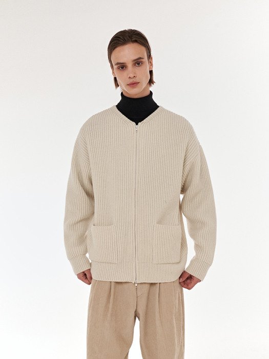 Wool blend knit Cardigan (Ivory)