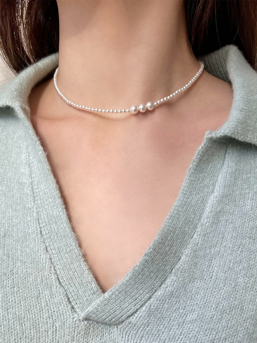 [단독] Point Pearl Necklace