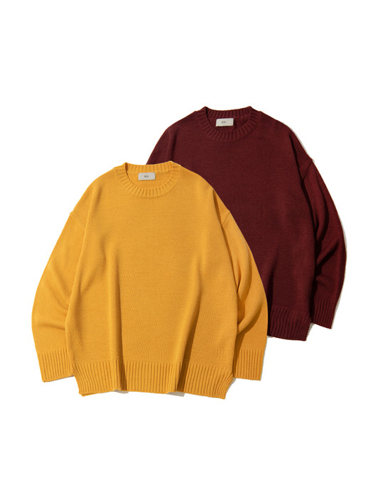 [1+1] Soft overfit Round Knit [9color]