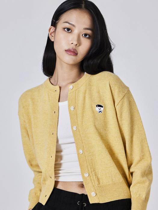 [WOMENS EDITION] SIGNATURE WAPPEN CASHMERE CROP CARDIGAN YELLOW