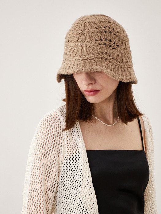 Shell Knit Bucket Hat (Cocoa)