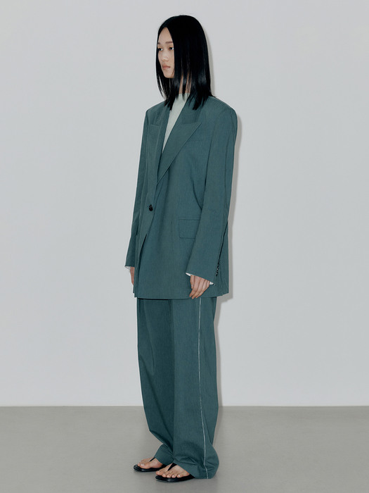 22SS RAW-EDGE POINT BLAZER - DEEP GREEN