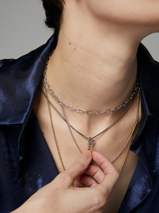 [Silver 925] lock-motif pendant necklace-SILVER