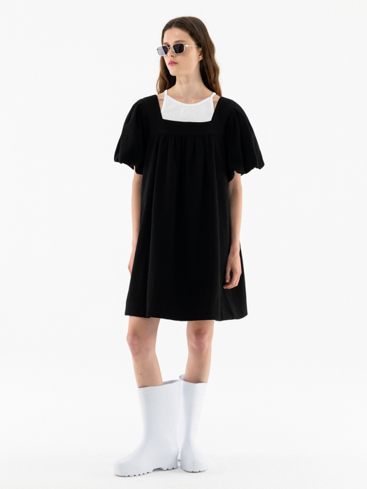 Puff Sleeved Dress_Black