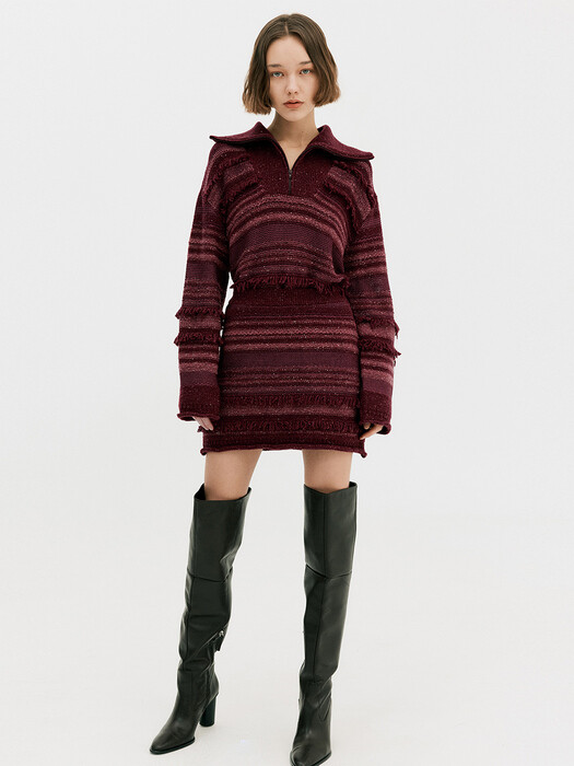 Multi Yarn Knit Skirt_Purple