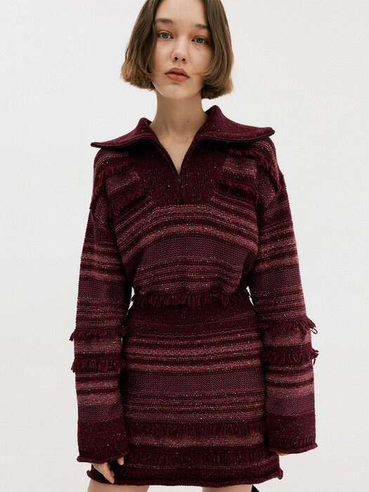 Multi Yarn Knit Skirt_Purple