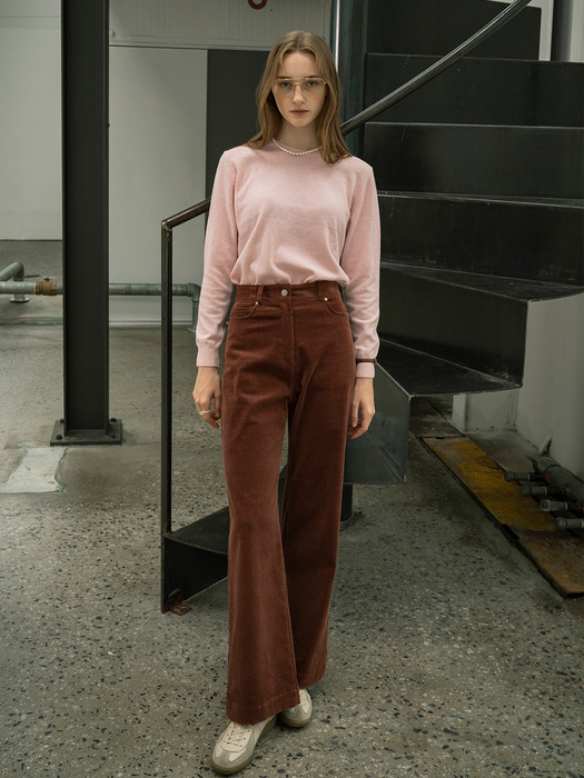 SIPT7056  high waist corduroy pants_Burgundy