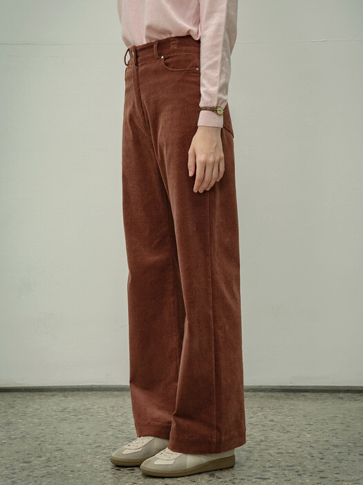 SIPT7056  high waist corduroy pants_Burgundy