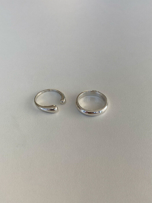 [set][925 silver] ouvert ring + style-ring (2 color)