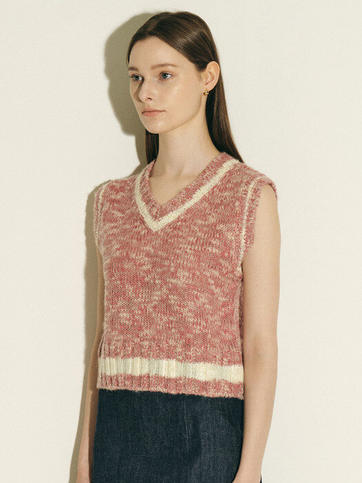 Wool Blend knit vest_pink