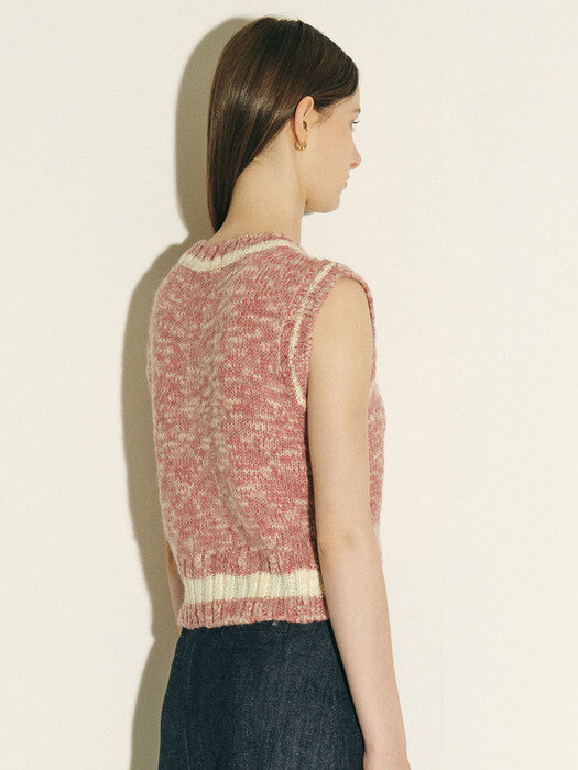 Wool Blend knit vest_pink