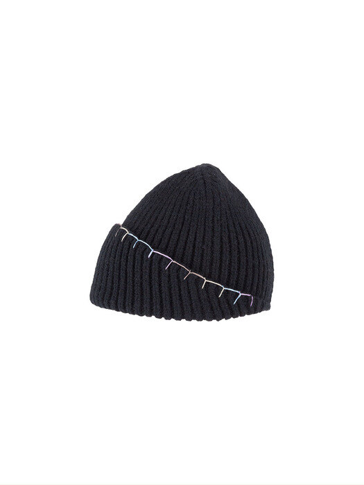 Hand Stiched Knit Beanie - Black