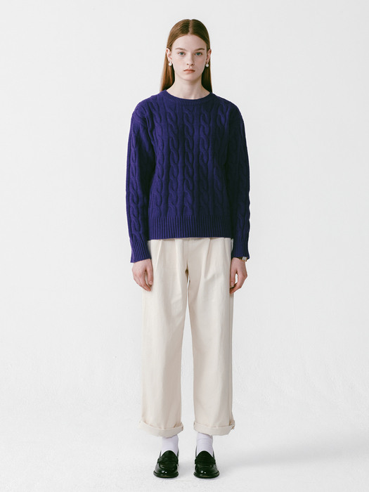 Round Cable Knit Purple
