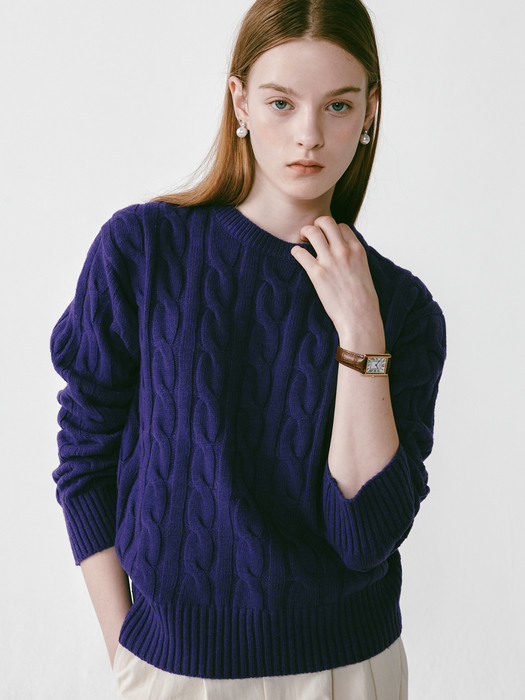 Round Cable Knit Purple
