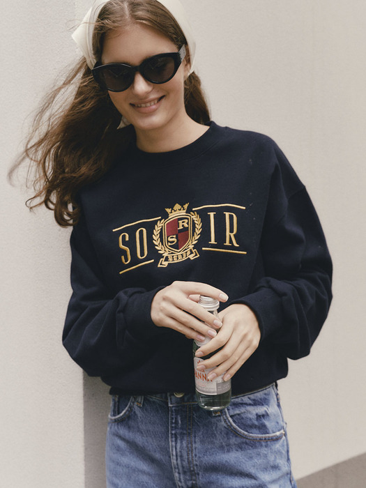 BAY LEAF LOGO SWEATSHIRT - NAVY