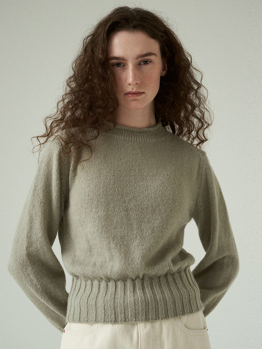 mohair stitch pullover (light khaki)