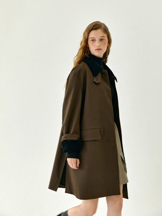 MELBA classic oversized single mac coat_Brown check