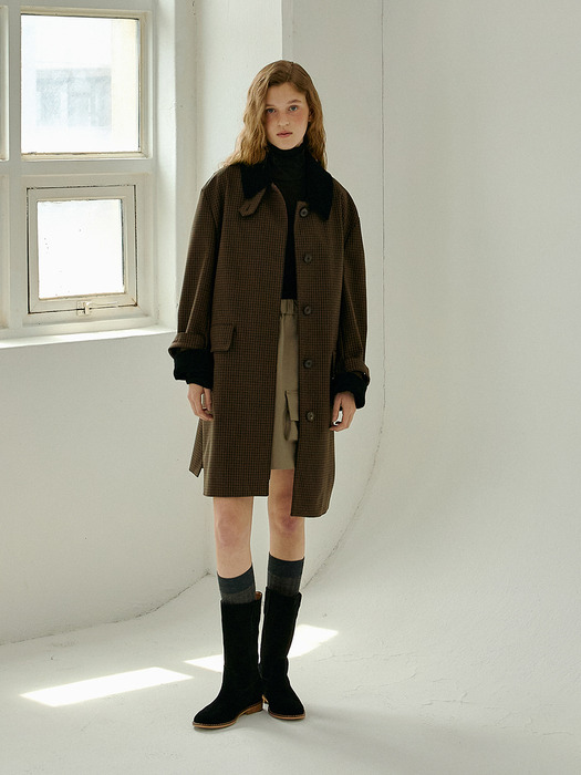 MELBA classic oversized single mac coat_Brown check