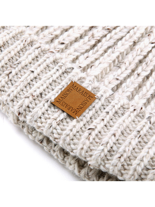 Ribbed Recycled Wool Blend Beanie, Oatmeal