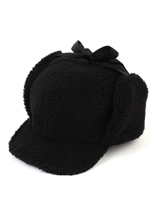 Muji Black Fleece Earflap Cap 귀달이모자