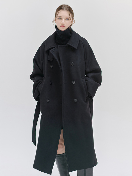 24WN wool trench coat [BK]