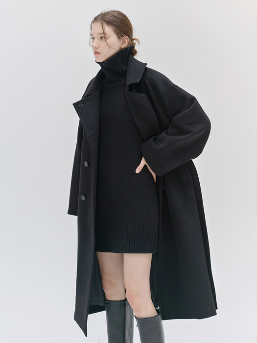 24WN wool trench coat [BK]