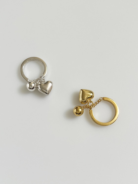925 Ball Heart Ring [2color]