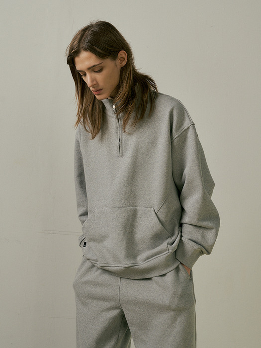 Half zip-up sweat shirt (gray)