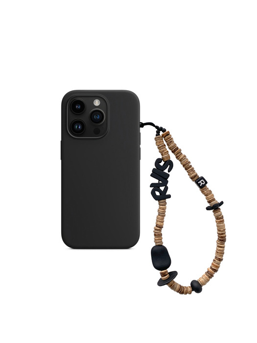 nature beads phone strap brown