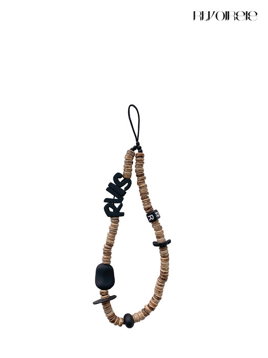 nature beads phone strap brown