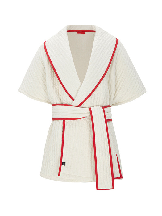 100s Cotton Comfort Robe _Oatmeal red
