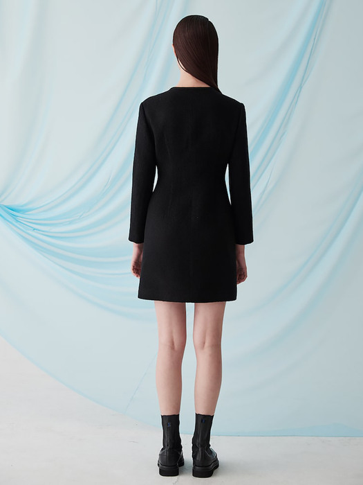 Tweed Button Mini Dress   Black (KE3171M015)