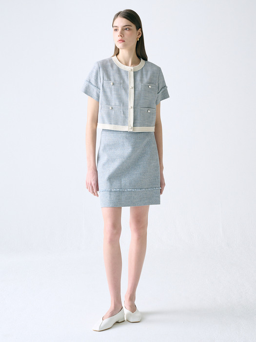 [TWEED] Summer Tweed Jacket + Mini Skirt SET