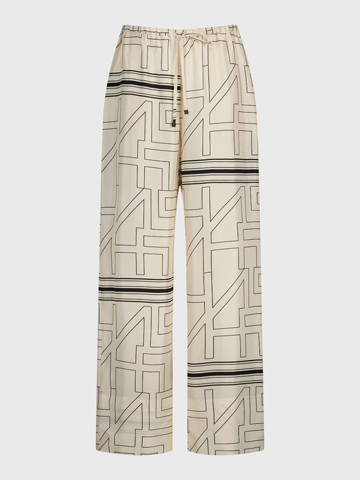 SILK GRAPHIC RELAXED BANDING PANTS_PEACH