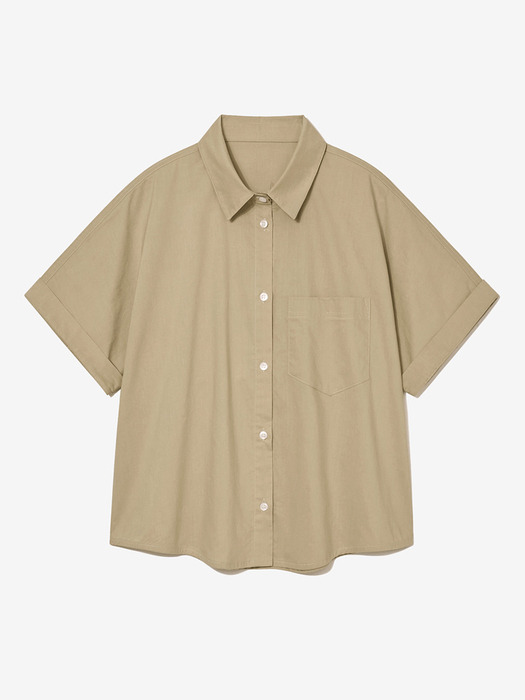 ONE POCKET HALF SLEEVE SHIRT_DARK BEIGE