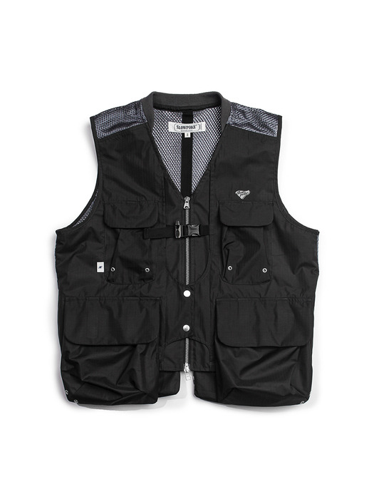 3L Nylon Ripstop Angler Vest (Waterproof) -Black-